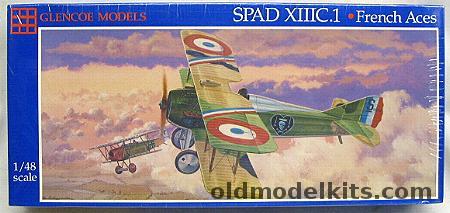 Glencoe 1/48 Spad XIIIC.1 - 7 French Aces and 1 Italian Ace Markings, 05118 plastic model kit
